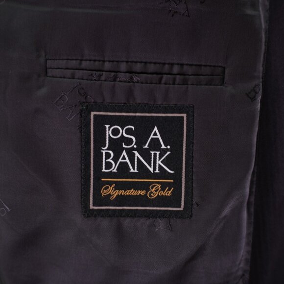Jos A Bank Signature Gold Tailored Fit Black Wool Herringbone 44R Suit Jacket 2 - Picture 8 of 13